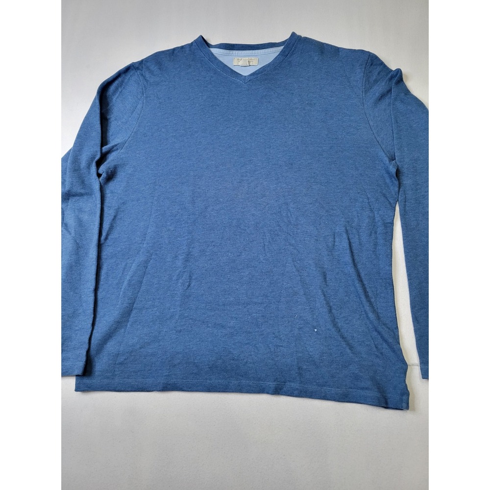 Banana Republic Mens Blue Heathered V-Neck Long Sleeve Shirt Size Large